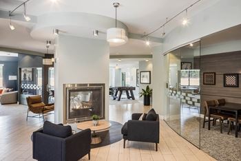 Lounge Area With Fireplace at 15 Bank Apartments, New York, 10606
